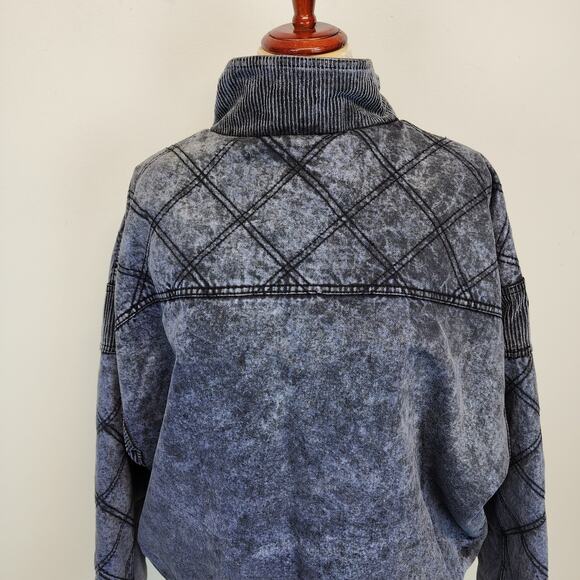 Vintage 90s Vaqo Baggy Puffer Denim Coat Mens XL Mock Neck Diamond Stitching - Picture 8 of 15